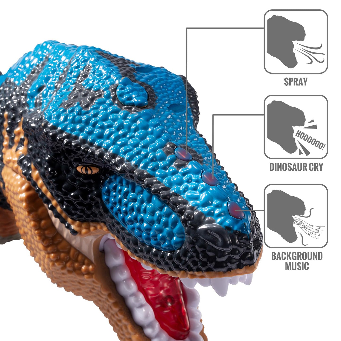 TEMI Large Dinosaur Toys for Kids Boys Toddlers 3 4 5 6 7 Years, Tyrannosaurus Dinosaur with Mist Spray, Light and Sound, Big Di