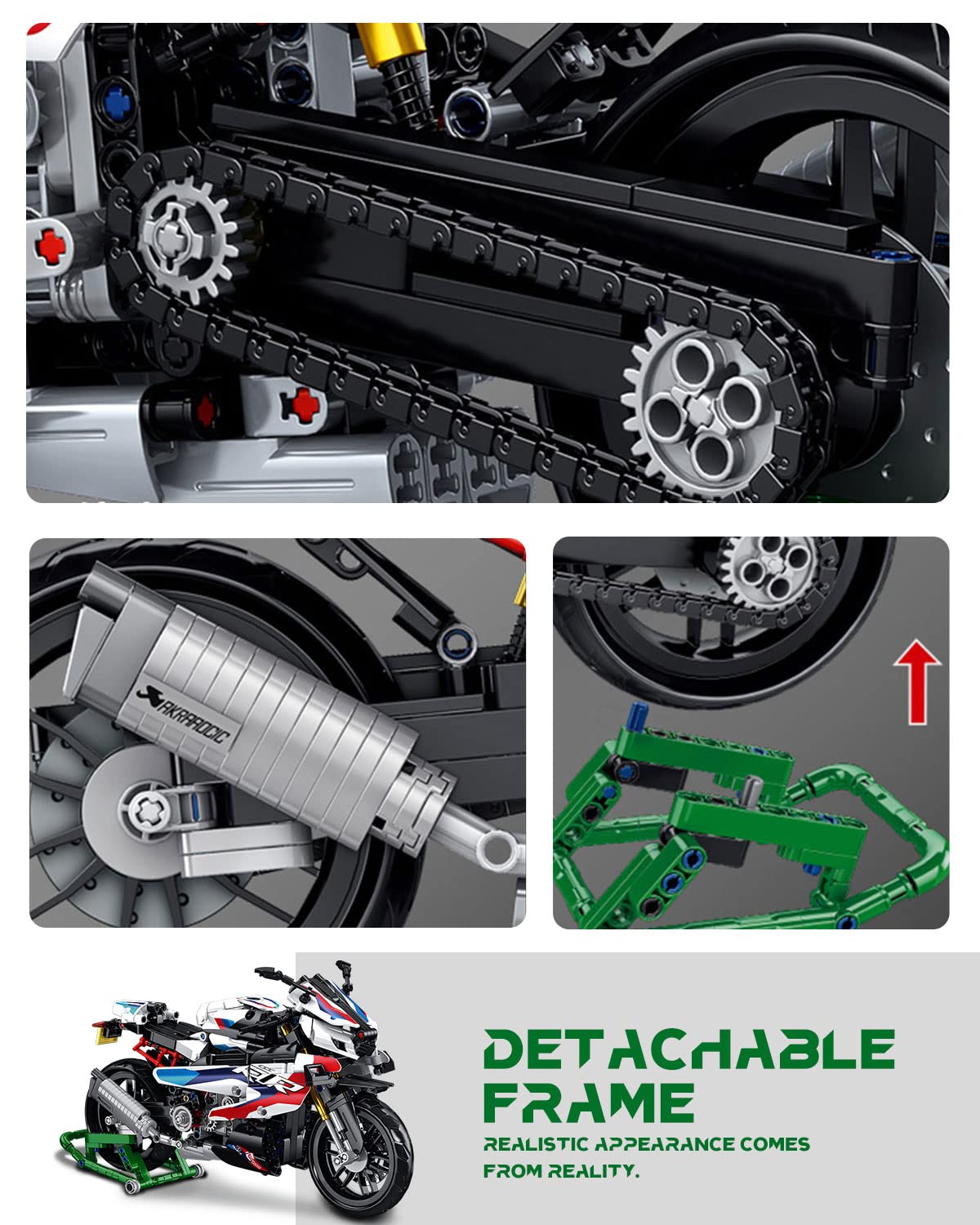 dOvOb Motorcycle 1000 RR Model Building Blocks Set - 912 Pieces, Large Plastic MOC Toys for Kids and Adults