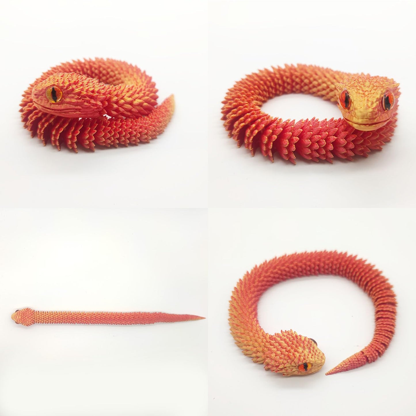 12In 3D Printed Snake Toys, Flexible 3D Printed Animal, Fidget Adhd Snake Toys, Perfect Desk Pet For Animal Collectors