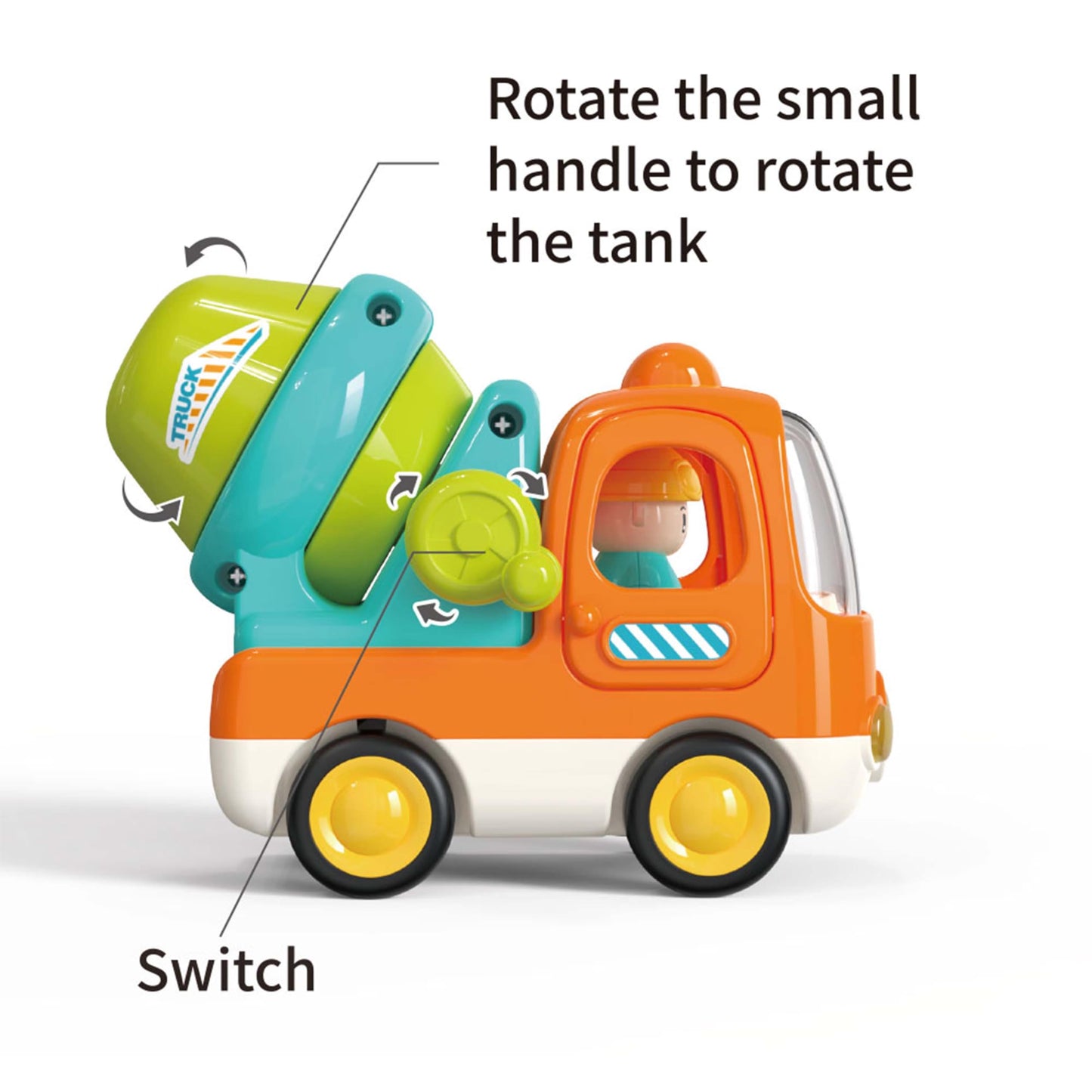 Ctffnny Friction Powered Push And Go Cars Small Cement Truck With Music Sound And Light Construction Vehicles Toys Trucks Cars 1