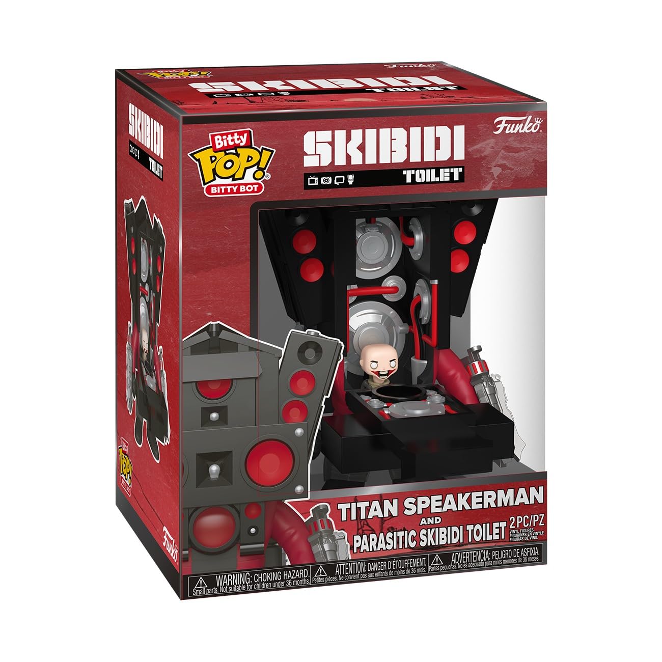 Funo Pop! Bitty Bots: Skibidi Toilet - Titan Speakerman - Parasitic Skibidi Toilet - 0.9 Inch and 4.7 Inch (11.9 Cm) - Televisio