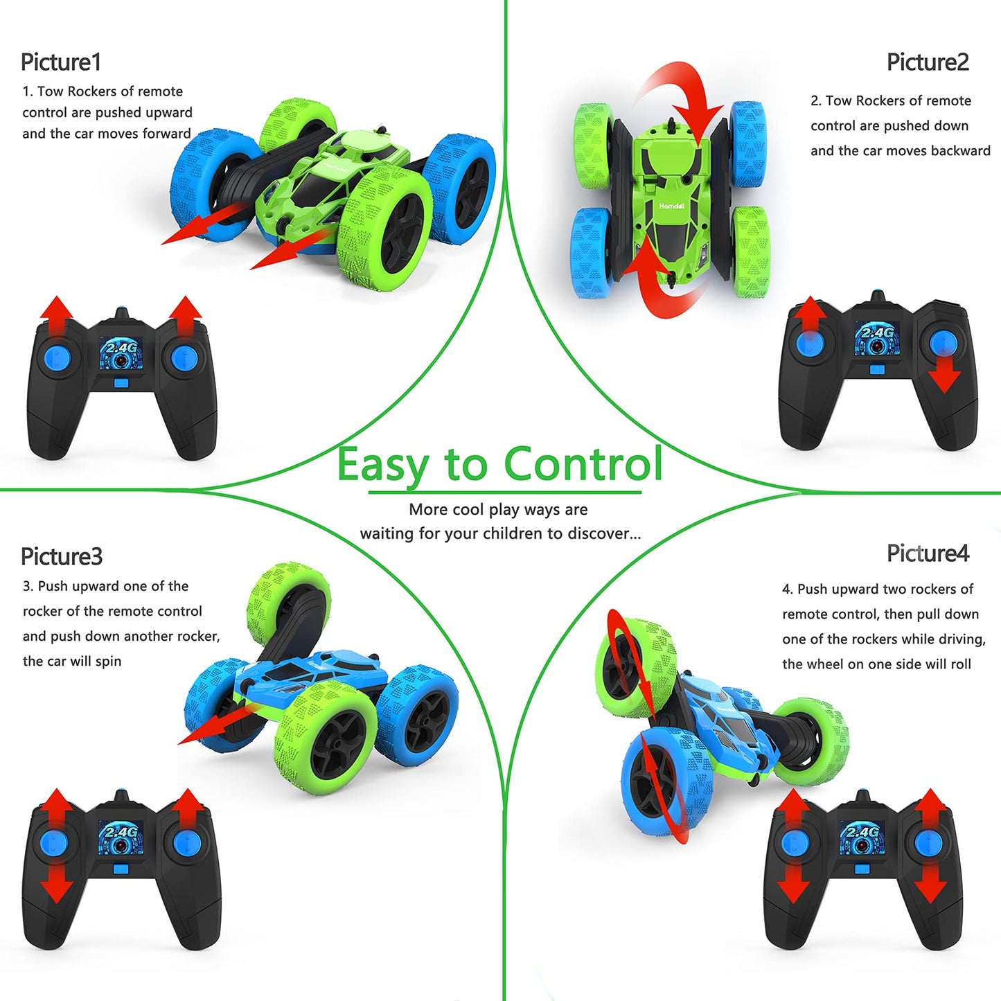 Hamdol Remote Control Car For Boys 6-12 Year Old Double Sided 360