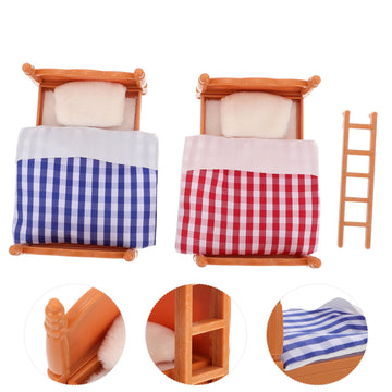 Miniature Dollhouse Bed Miniature Bunk Beds for Dollhouse, Dollhouse Bunk Beds Set 1 12 Scale, Doll House Furniture of Bunk Bed