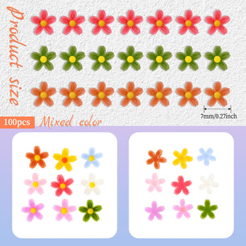 100 PCS Micro Resin Daisy Blooms Flower Beads Garden Miniature Polyresin Flowers Mini Accessories Flowers for Crafts Miniature F