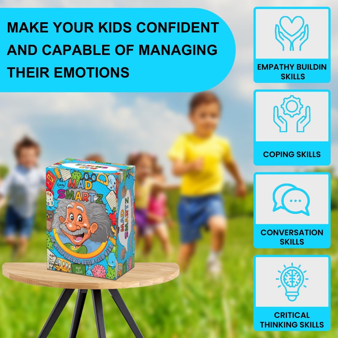 Thought-Spot Mad Smartz Social Skills Anger Management Card Game Teaches Interpersonal Skills Emotional Regulation Autism Adhd Learning Tool Educational Therapy Game Counseling Kids Teens Cbt Tool