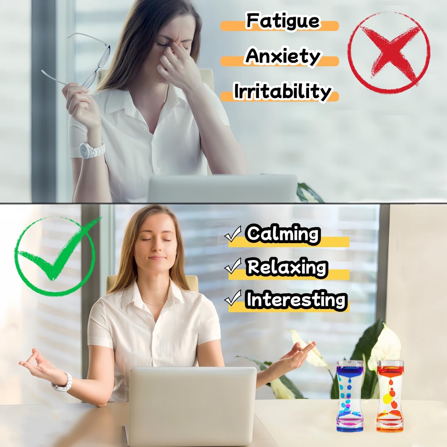 Oneshow Liquid Motion Bubbler Colorful Oil Hourglass Liquid Water Timer for Kids Sensory Fidget Toy Calm Stress Relief Desk Toys