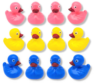 Colorful Floating Weighted Duckies (12 Pack) Plastic Duck Pond Floater. (2.75'') Fun Bath Tub Pool Play Toy. (Colorful)