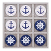 Dennis East Nautical Beach Decor Tic Tac Toe Wooden Game Set - Blue, Perfect for Families and Boat Lovers