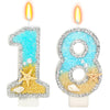 ElekFX 18th Birthday Candle for Cake, Beach Starfish Sequins Number Cake Candles, 2.76 inch Number 18 Happy Birthday Candle, Cak
