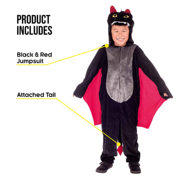 Fun Shack Kids Dragon Costume Black Red Animal Kids Halloween Costume Large
