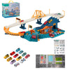 Toy Car Ramp Track Climbing Hills Railcar Colorful Vehicles Construction Play Set with 12 Mini Racer Cars for Kids 3+(City)
