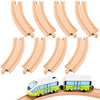 Liliful Pack of 8 Wood Train Track Expansion Packs| Compatible with Most Train Tracks| 6'' Train Tracks (Curved)