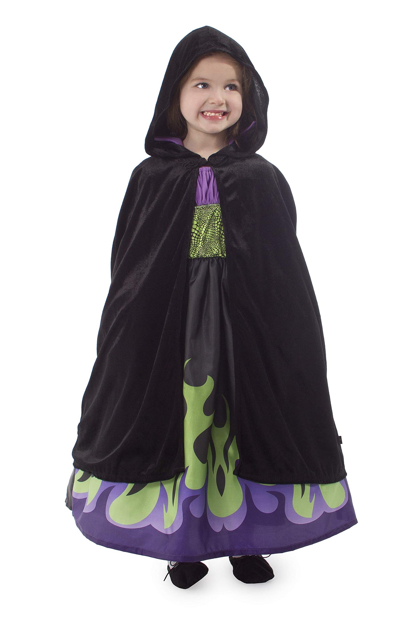 Little Adventures Deluxe Hooded Black Velvet Cloak Cape (Small Age 1-5) - Machine Washable Child Pretend Play And Party Dress-Up