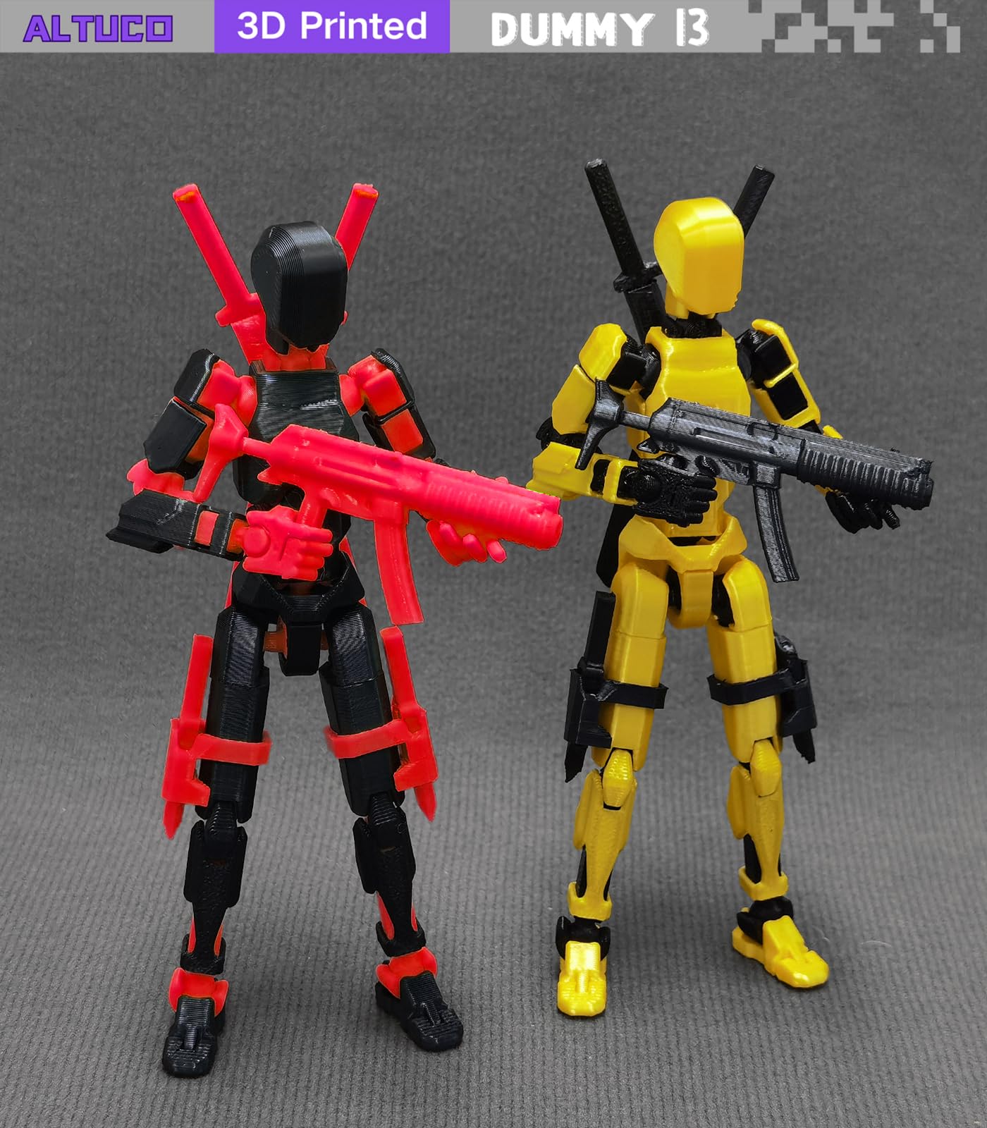 Altuco T13 Action Figure With Lots Of Accessories,3D Printed Multi-Jointed Titan13 Figure,Red Dummy 13 Desktop Decorative Toy