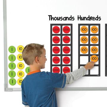 Eai Education Jumbo Magnetic Quietshape Foam Place Value Disks - Ones To Thousands: Set Of 80