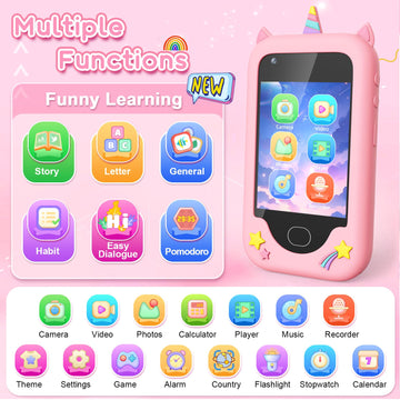 Gocina Kids Smart Phone For Girls - Christmas Birthday Gift Toy For Age 3-8, 2.8'' Touchscreen Toddler Cell Phone With 32G Sd Ca