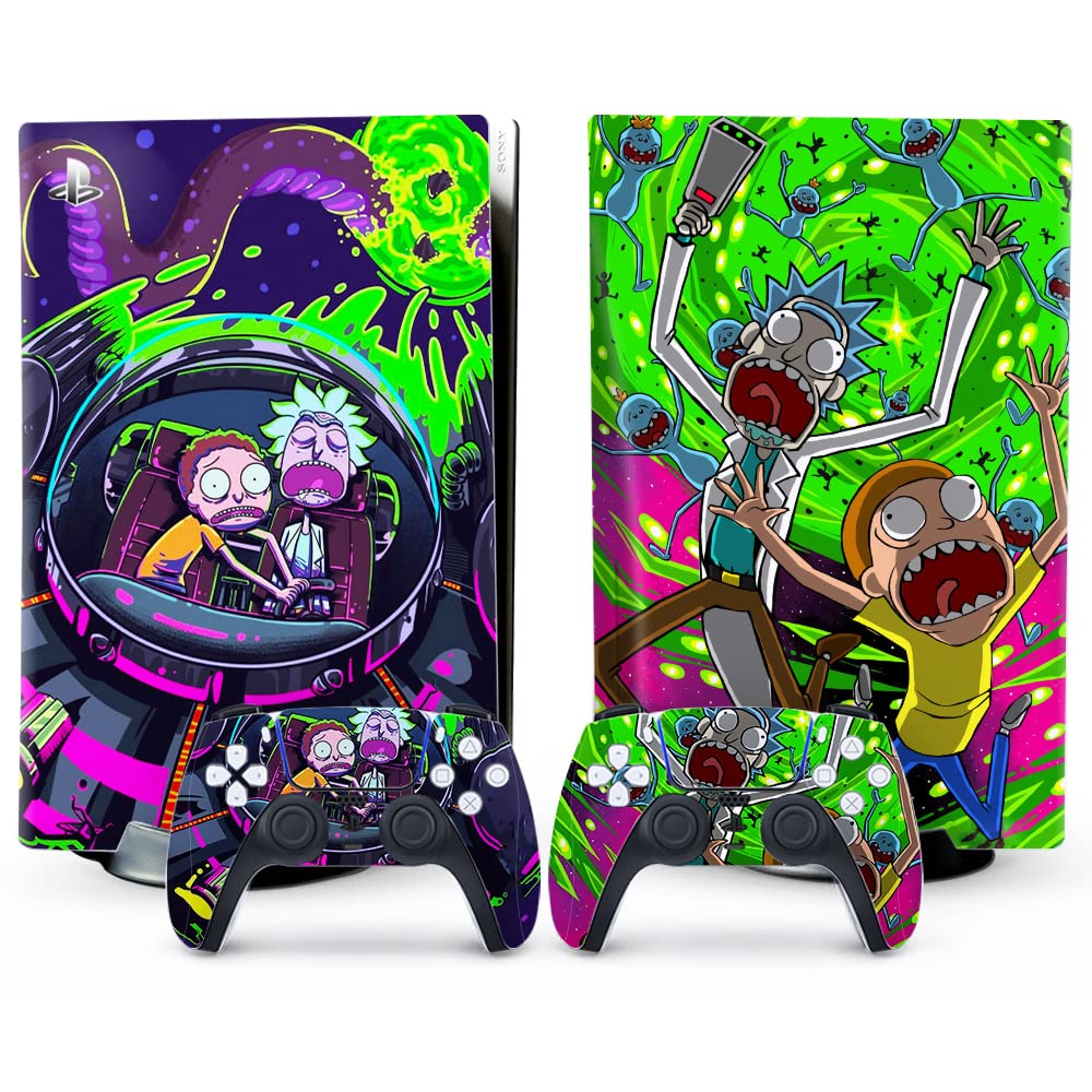 Xsuid P-S5 Skin - Disc Edition Anime Console And Controller Accessories Cover Skins P-S5 Controller Skin Gift P-S5 Skins For Console Full Set Green P-S5 Skin -Like New
