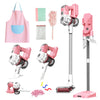SMILESSKIDDO 3-in-1 Kids Vacuum That Really Works - Toy Vacuum Includes 3 Nozzles, Apron, Cleaning Cloth, Duster & Colorful Bead