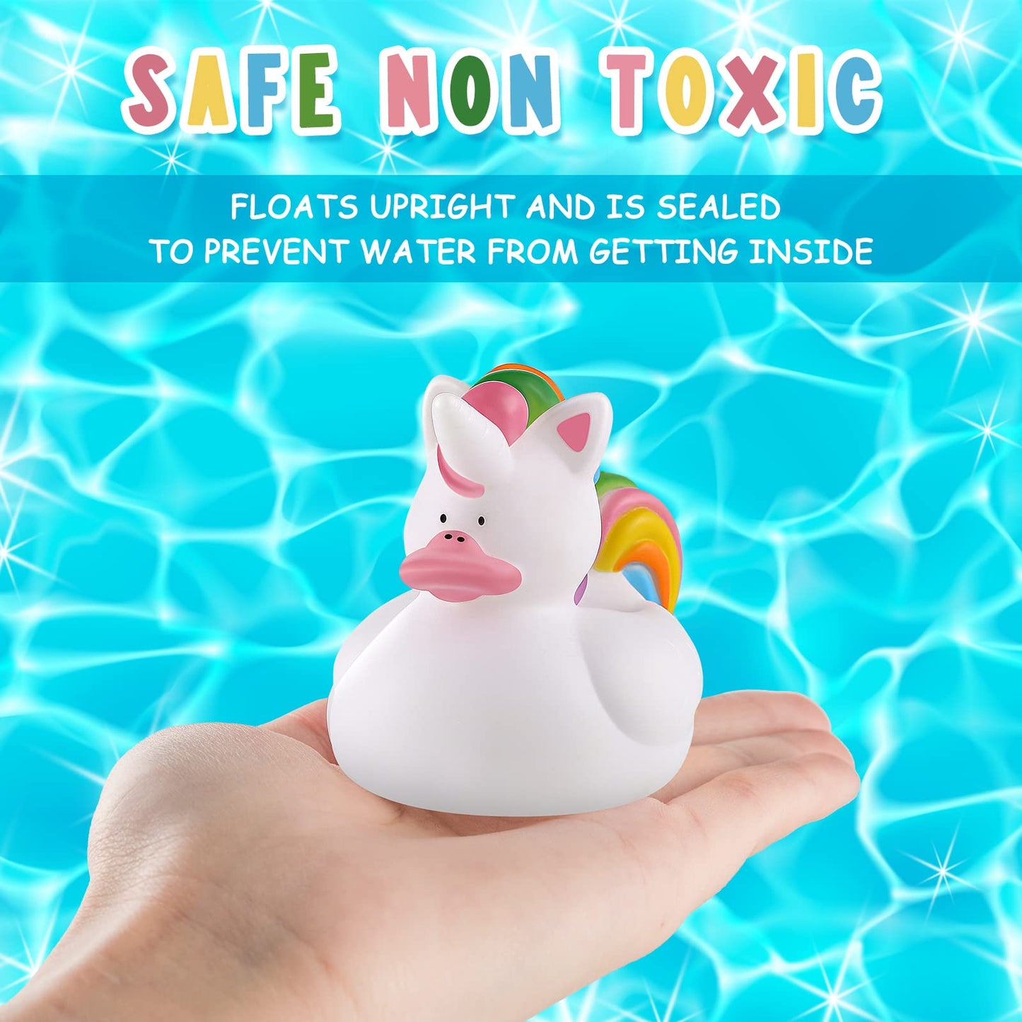 Sotiff 24 Pcs Unicorn Rubber Ducks Mini Rubber Ducks Bulk Small Rainbow Unicorn Duckies Toys For Girls Boys Birthday Pool Party Favors