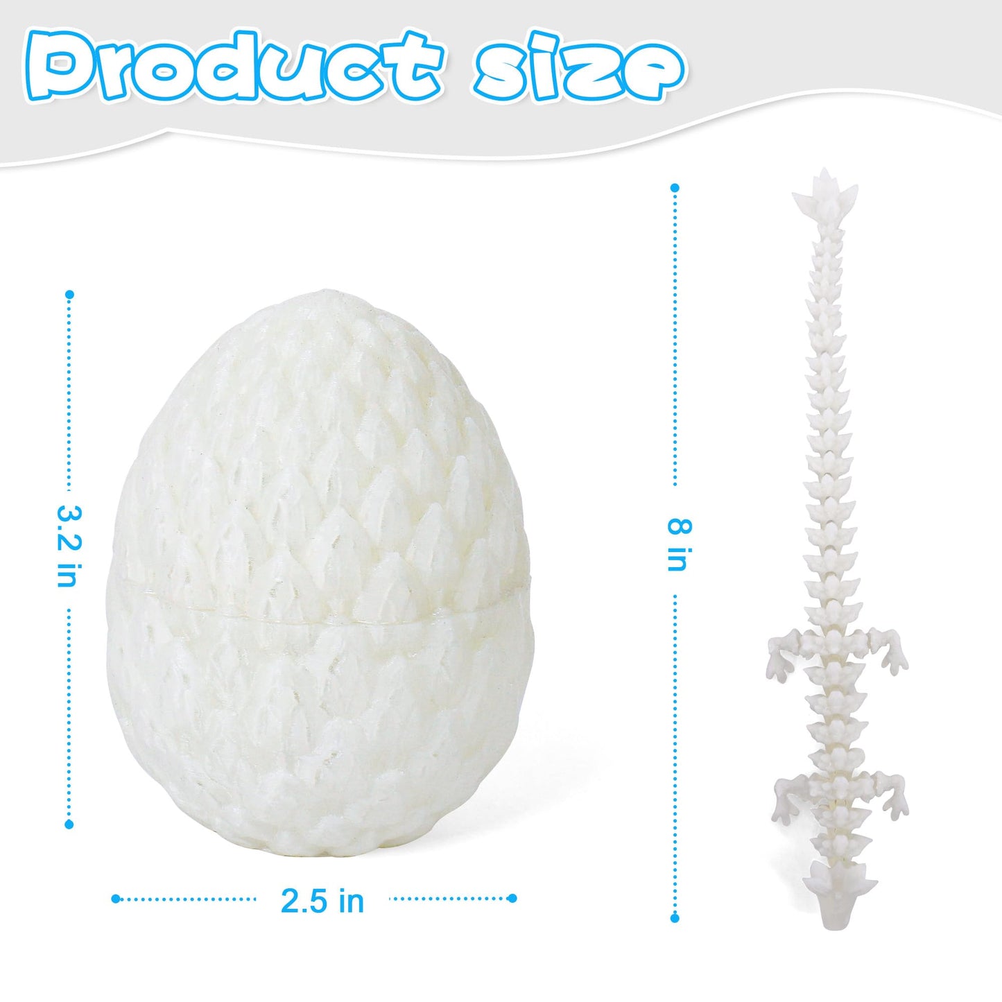 Philicoco 3D Printed Articulated Dragon Egg - Easter Basket Stuffers, Fidget Toy Gift For Kids & Adults(Glow)