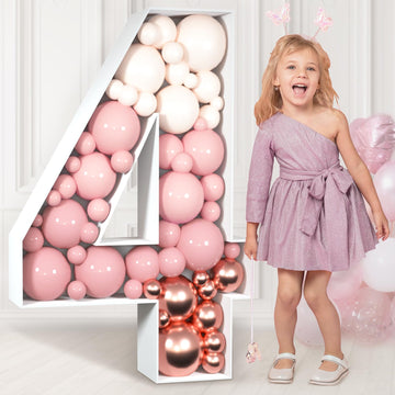 Imprsv 3Ft Mosaic Numbers For Balloons, Marquee Number, Mosaic Number Frame, Number 4 Balloon For 4Th 24Th 40Th Birthday Decorat