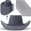 Zhanmai 12 Pcs Cowboy Hat and Bandana Cowboy Cowgirl Hats Bulk Western Party Costume Halloween Accessory(Grey,Polyester)