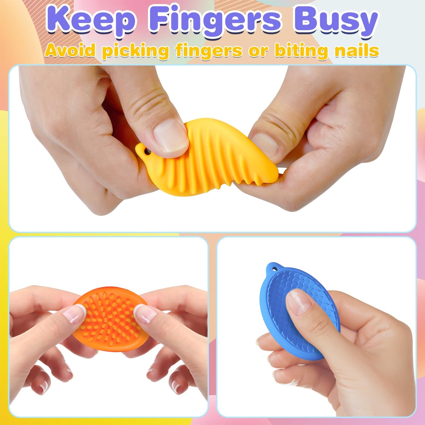 Qingler Fidget Toys Sensory Worry Stones With Lanyard Stocking Stuffers For Kids, 6 Pack Worry Stones For Autism Adhd Teens Anxi