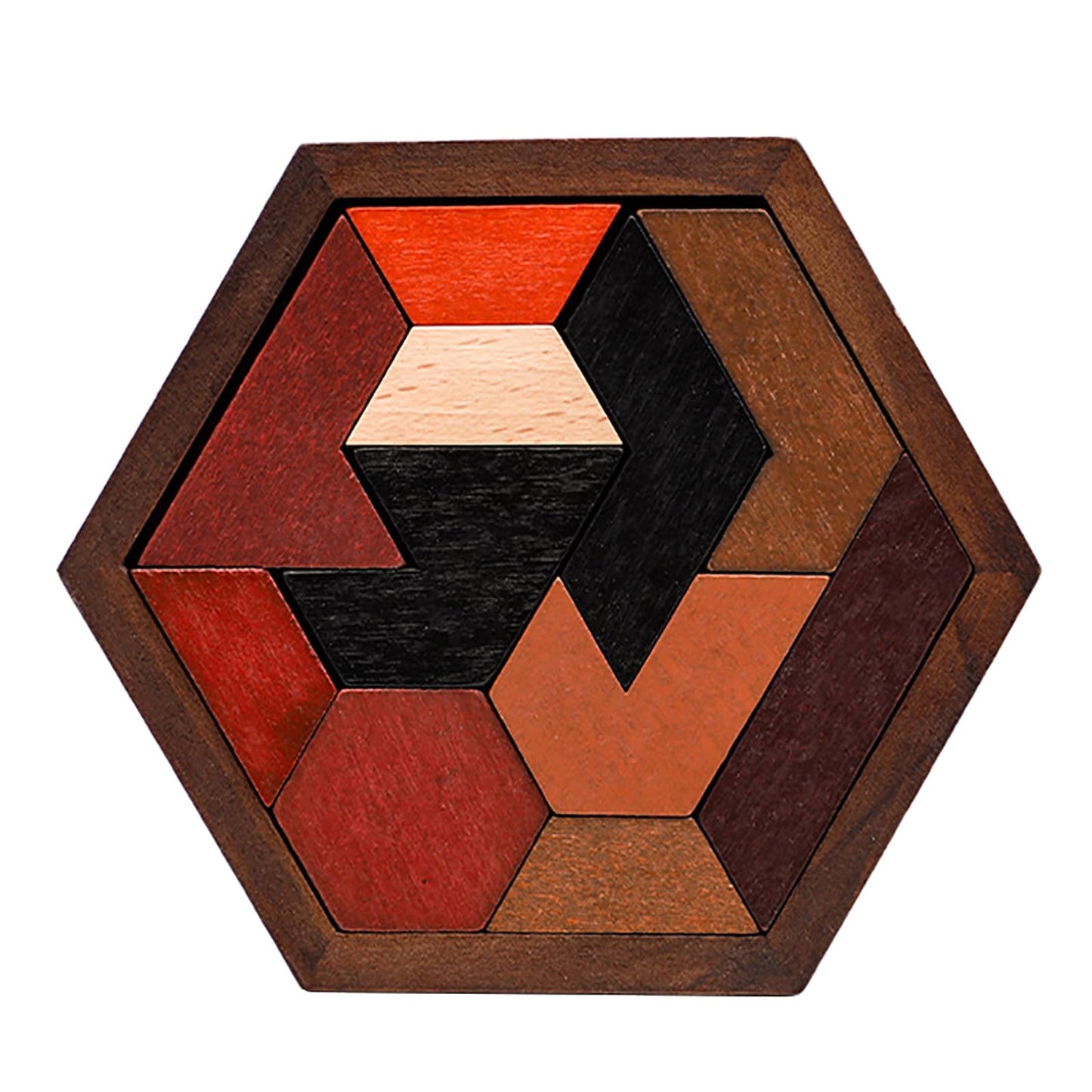 Wooden Hexagon Puzzle For Kid Shape Pattern Block Brain Teaser Puzzles Wood Block Puzzle Geometric Tangram Puzzle Blocks Game St