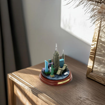 New York City Statue Model Nyc Skyline Architecture, Wooden Base, (4.5 In)