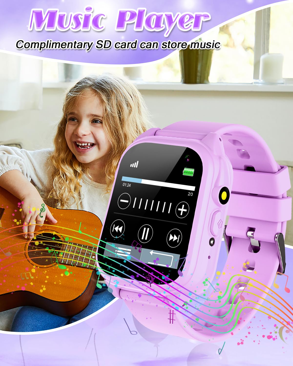 Waterproof Smart Watch For Kids 3-12 Years Old Boys Toys With 26 Games, Video Camera, Pedometer, Music Player, Alarm Clock, Flas