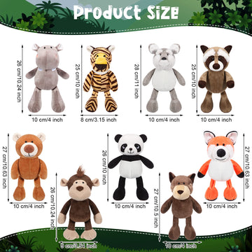 24 Pcs Valentines Day Plush Safari Stuffed Animal Set 10 Inch Cute Plush Jungle Animal Toys Lion Elephant Tiger Giraffe Zebra Panda For Boys Girls Classroom Prize Awards Birthday Party Supplies