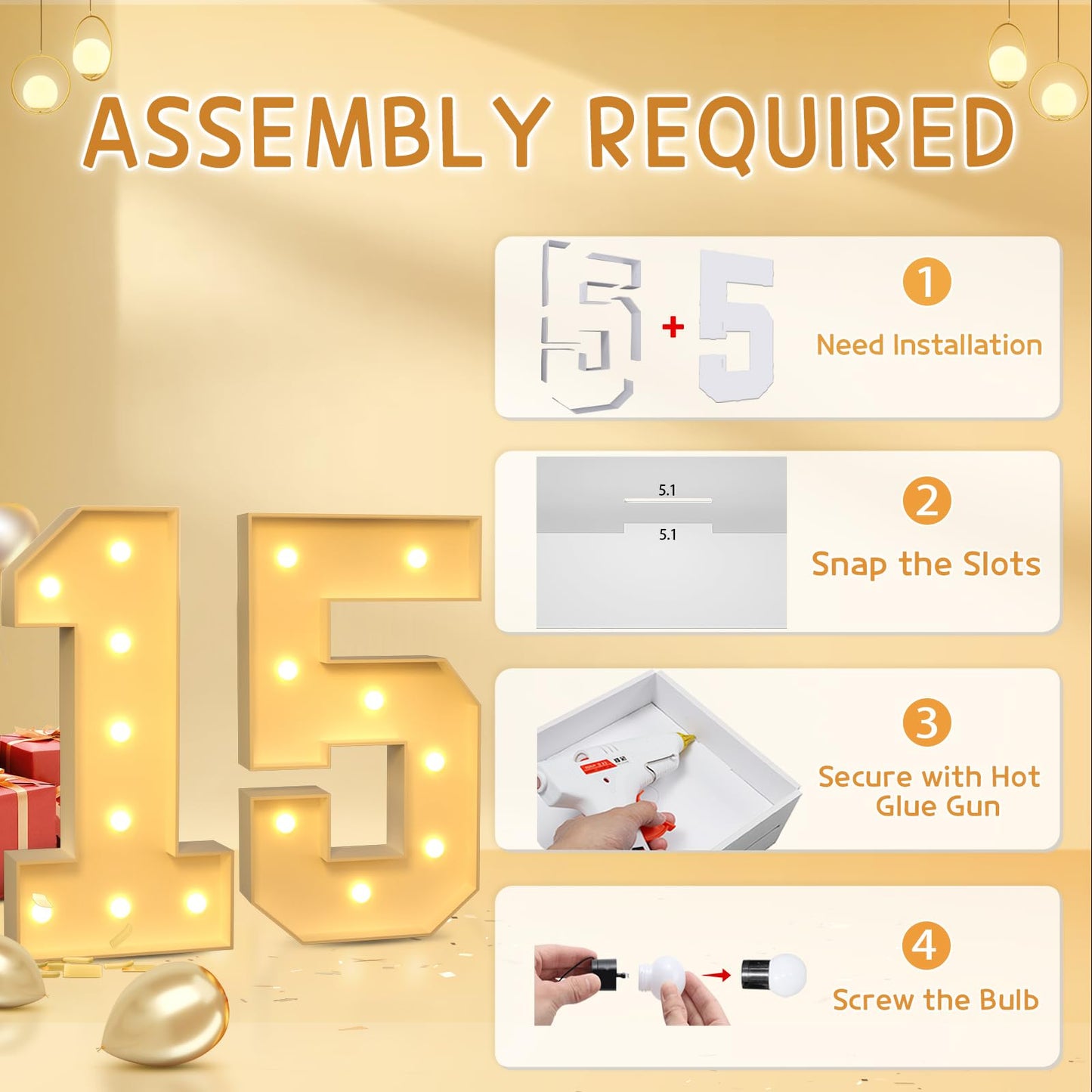 Imprsv 3Ft 15Th Birthday Decorations Numbers: 15Th Birthday Party Anniversary Decorations Large Light Up Numbers 15 For Girls Bo