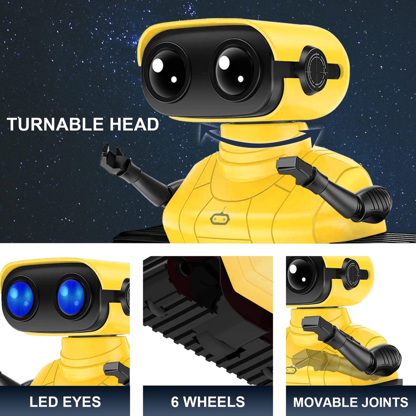 AOVIKOOD Rechargeable Robot Toys for Boys Girls, 2.4GHz RC Robot Toy with Flexible Head & Arms for Kids, Remote Control Robots T