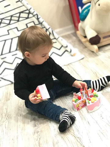 HenMerry 75PCS Birthday Cake Toy DIY Cutting Cake Play Set Kids Play Kitchen Food Pretend Play Cake Toy Best for Girls Birthday