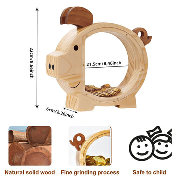 Personalized Wooden Piggy Bank For Kids, Unbreakable Money Saving Jar For Boys And Girls, Diy Custom Name Coin Bank With Letter