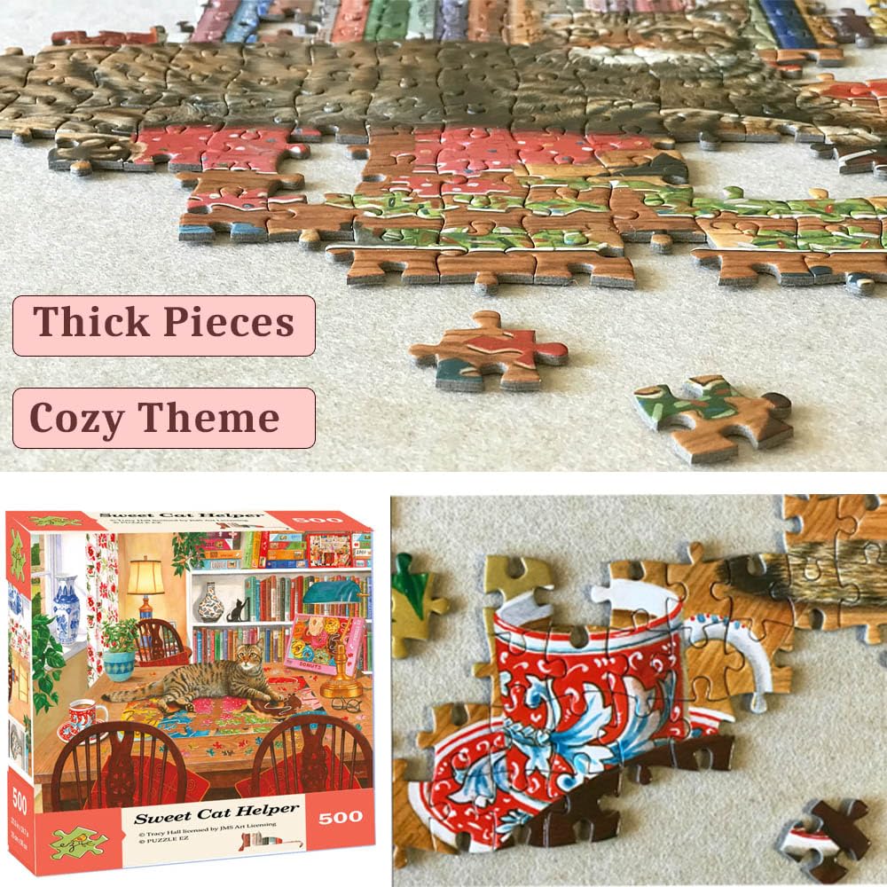 Cat Puzzle 500 Pieces Puzzles For Adults Cats Jigaw Puzzle Bookshrlf Books Puzzle In A Puzzle For Cat Lovers