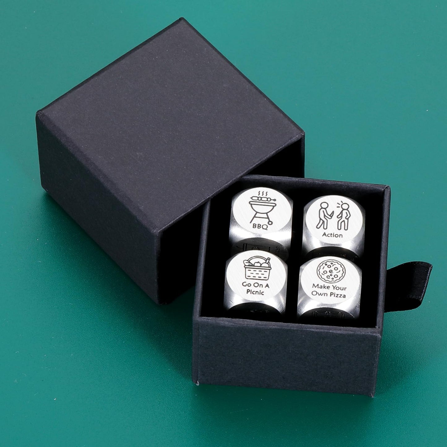 4PCS Date Night Dice for Couple 25th Anniversary Day Gifts for Couple 50th 11th Year Anniversary Steel Gift Wedding Gifts Bridal
