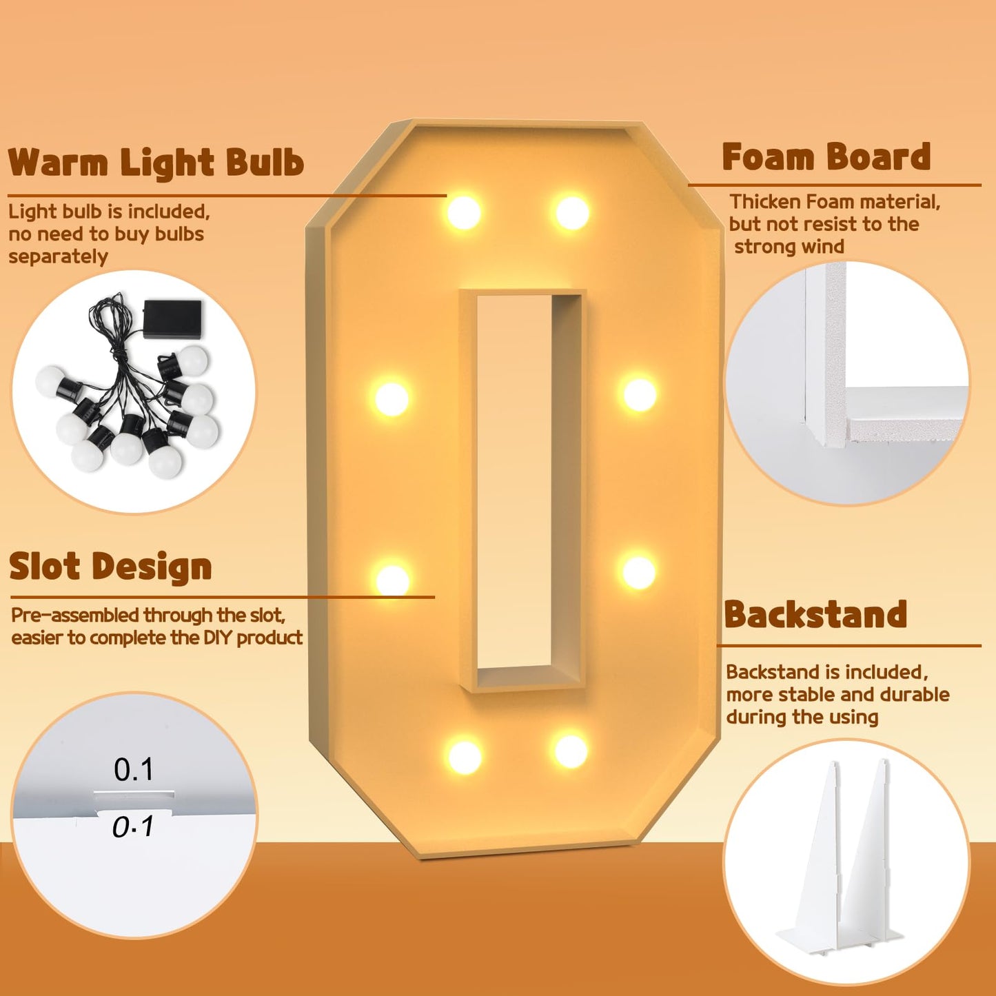 Imprsv 3Ft Light Up Numbers, Marquee Numbers For 10Th 30Th Birthday Decorations Anniversary Party Decor, Mosaic Numbers For Ball