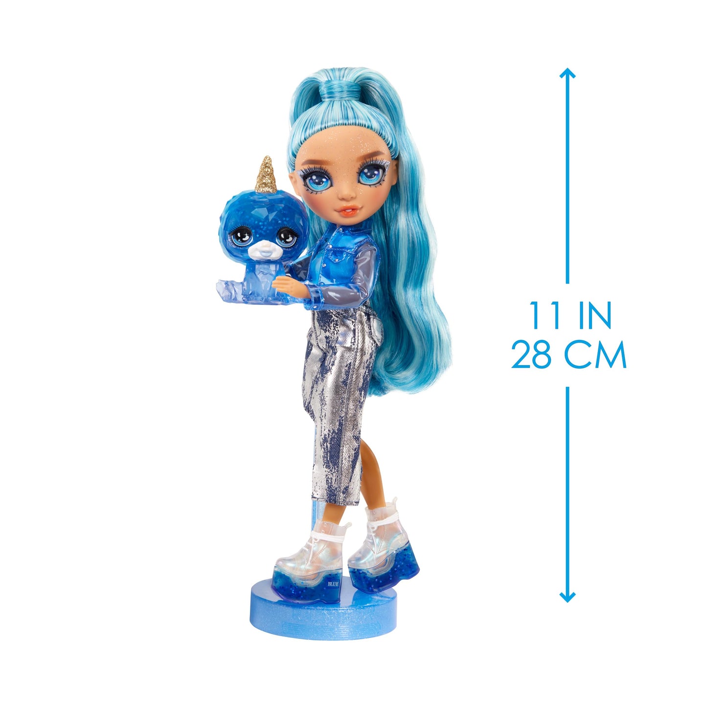 Rainbow High Skyler, Blue With Slime Kit & Pet, 11' Shimmer Posable Fashion Doll With Diy Sparkle Slime, Magical Yeti Pet, Fun Play Accessories. Great Toy Gift For Girls Kids Ages 4-12 Years