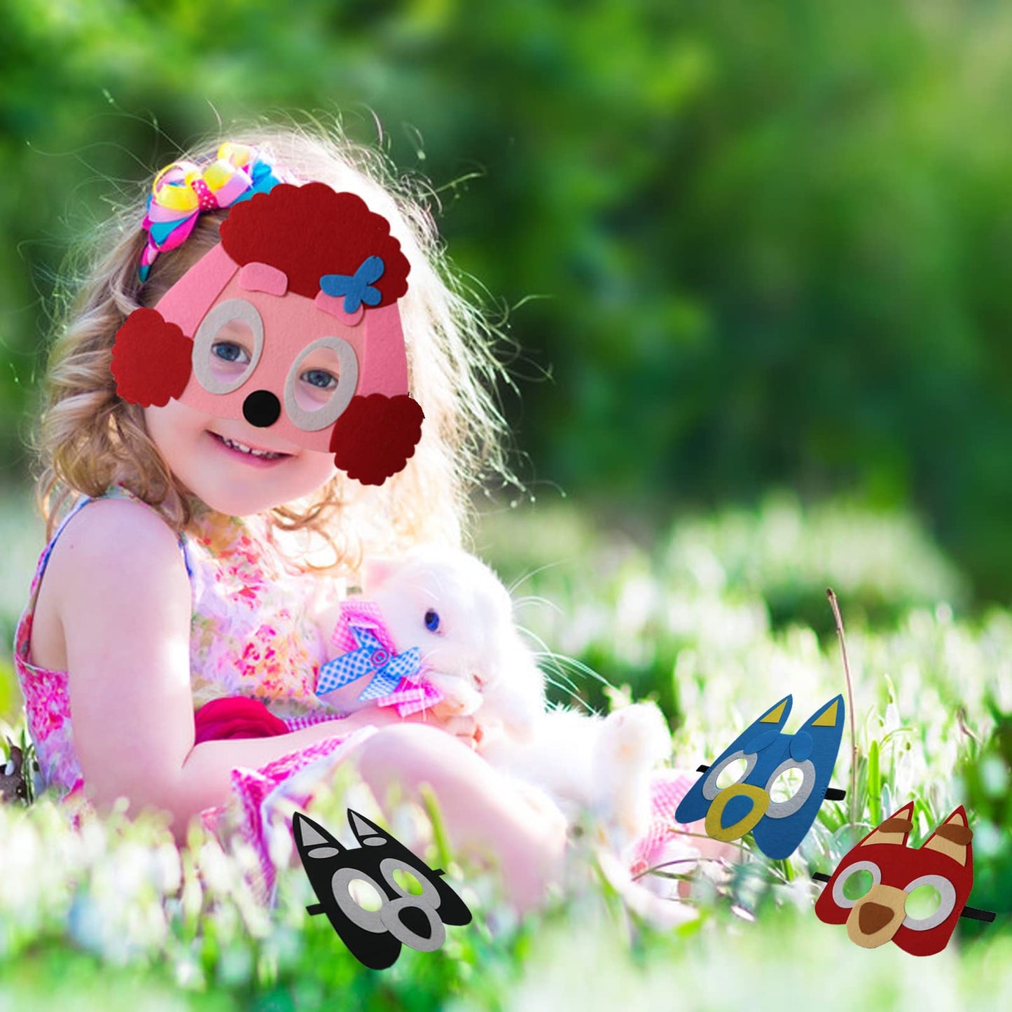 YALARY 21 Packs Puppy Dogs Felt Mask Party Favors for Kids, Blue Puppy Dog Themed Birthday Party Supplies Dress Up Cosplay Birth