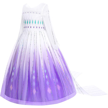 Aolliya Princess Dress for Girls Snow Queen Princess Costumes Purple Princess Dress Up for Halloween Cosplay Carnival