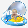 Baby Pool Float with Canopy UPF50+ Sun Protection Baby Swimming Float with Toy Play Console Toddler Pool Floats with Adjustable Safety Seat for Kids Infant Todder Girls Boys Aged 6-36 Months (Blue)