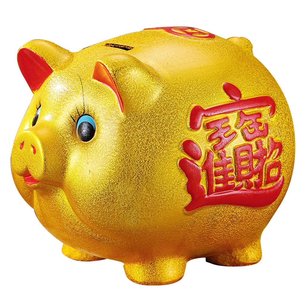6'' Gold Pig Lucky Porcelain Fortune Pig Joosup Money Box Piggy Bank
