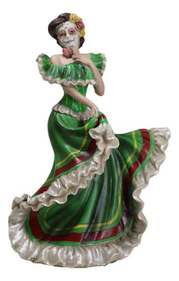 Ebros Gift Dia De Los Muertos Sugar Skull Green Gown Skeleton Ceremonial Dancer Figurine Day Of The Dead Vivas Calacas Traditional Folklore Mexico Latin Cultural Sculpture