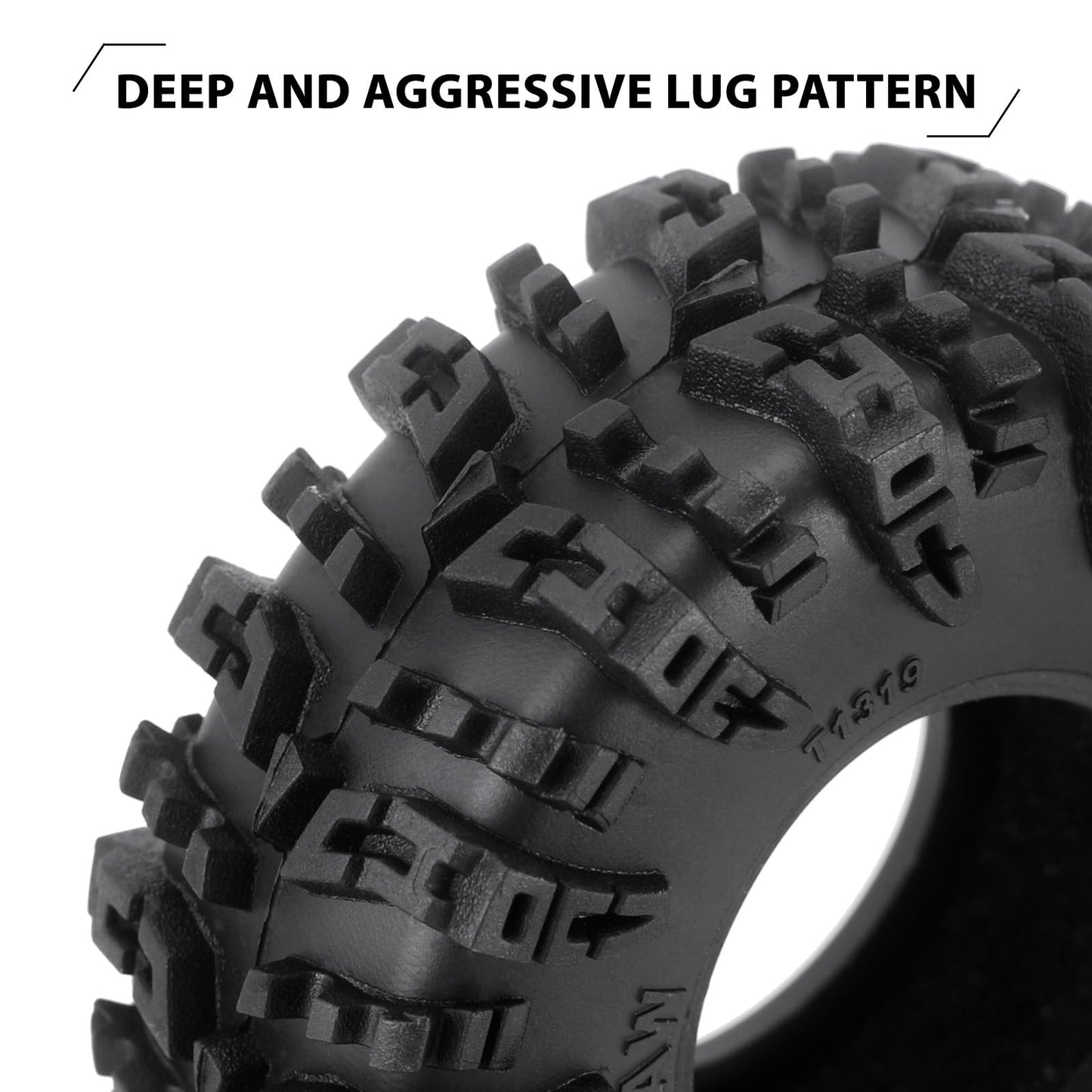 INJORA 1.3'' Wheel Tires Set S5 Swamp Claw Mud Terrain Tires 70 * 27mm for 1/18 1/24 RC Crawler Car(Black)
