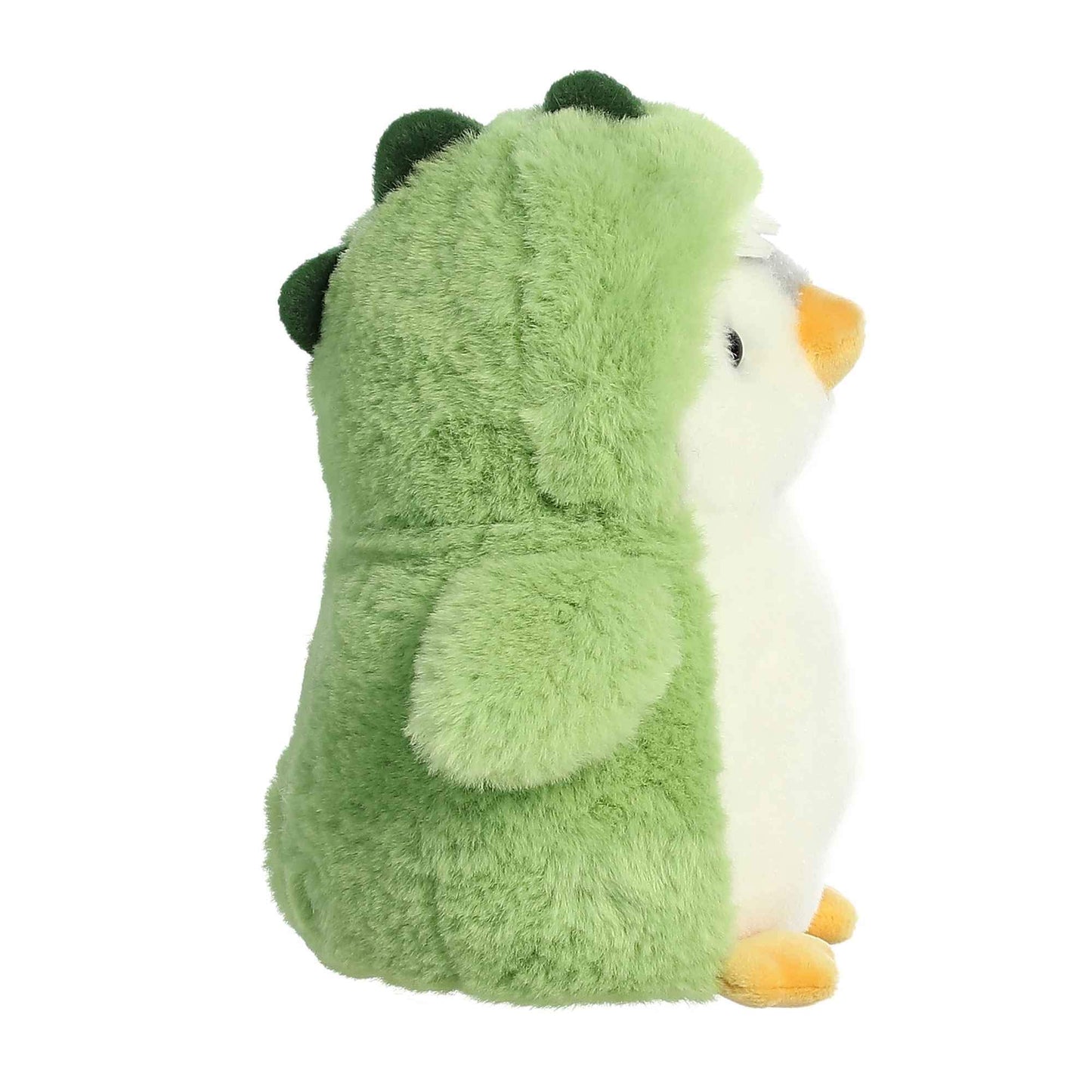 Aurora® Playful Pompom Penguin™ Dino Stuffed Animal - Vibrant Companions - Endless Fun - Green 7 Inches