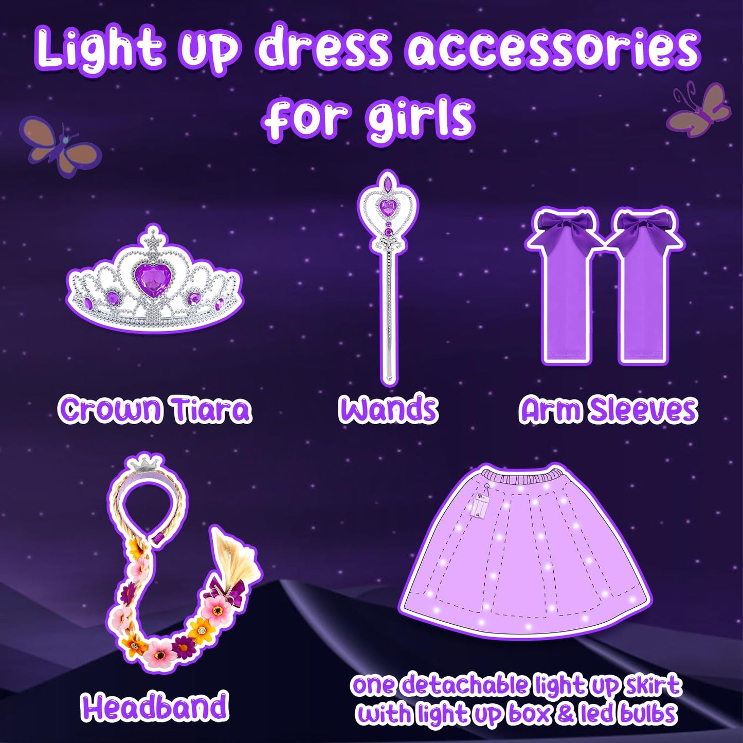 Aolliya Rapunzel Dress For Girls Purple Puff Sleeve Princess Costumes Fancy Dress Up For Halloween Cosplay Carnival