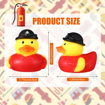Sotiff Rubber Ducks 2 Inch Cool Rubber Ducky Bath Toy For Party Favors Birthday Party Gifts Beach Summer Bath Tub Pool Toys(24 Pcs,Firefighter Ducks)