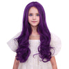 Duduwig Purple Wig Kid Girls Long Purple Wig Synthetic Hair Wigs Ombre Purple Wigs Natural Wavy Hair Wigs Hair Net Include