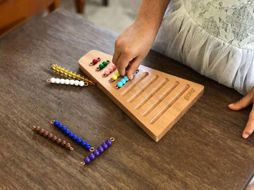 BOHS Montessori Bead Stair Set - 1-10 Counting Educational Toy, Medium Size, Multicolored Wood, Model MB717